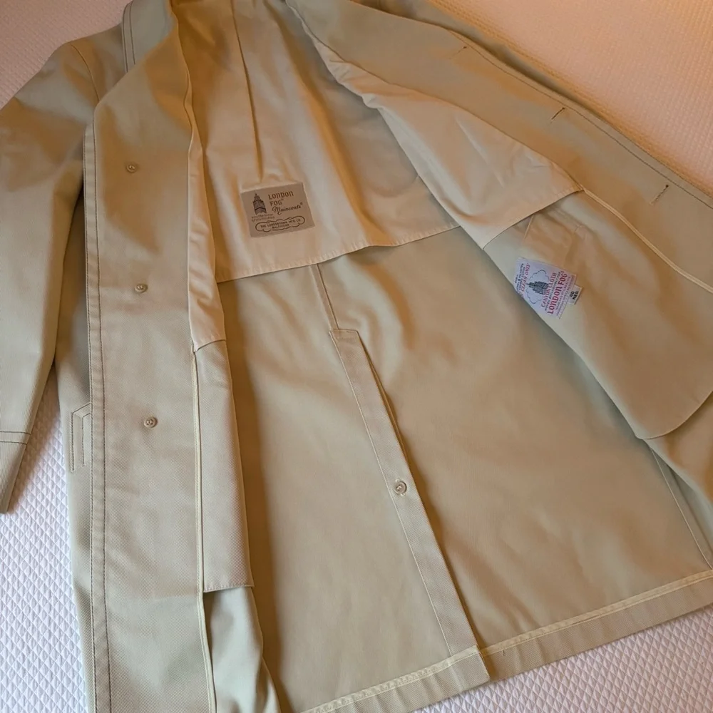 Vintage London Fog‎ Men's Maincoats Raincoat Trench Coat Creme 40R Classic USA